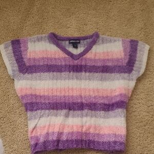 Vintage Kids Limited Two Pink And Purple Striped Fuzzy Top